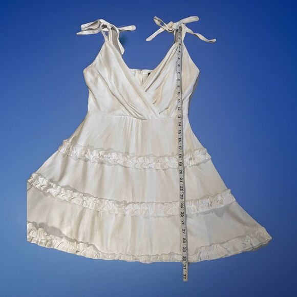 Trixxi Mini Dress Womens M Shoulder Straps White Tiered Ruffles Cottagecore - Picture 4 of 14